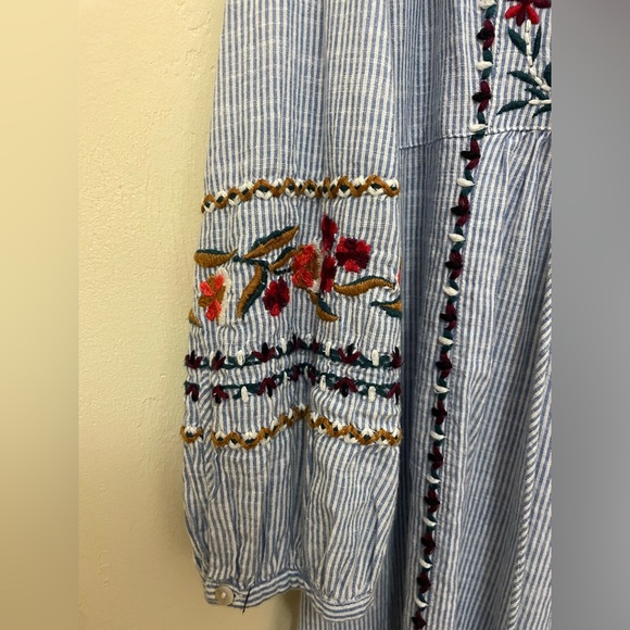 Zara blue and white stripped embroidered dress - Picture 5 of 6